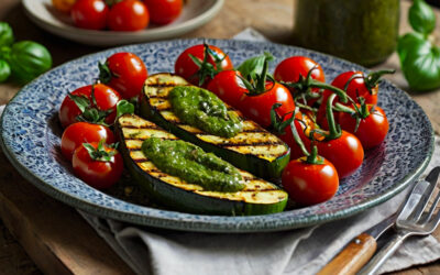 Zucchine alla Griglia con Pesto di Basilico e Pomodorini